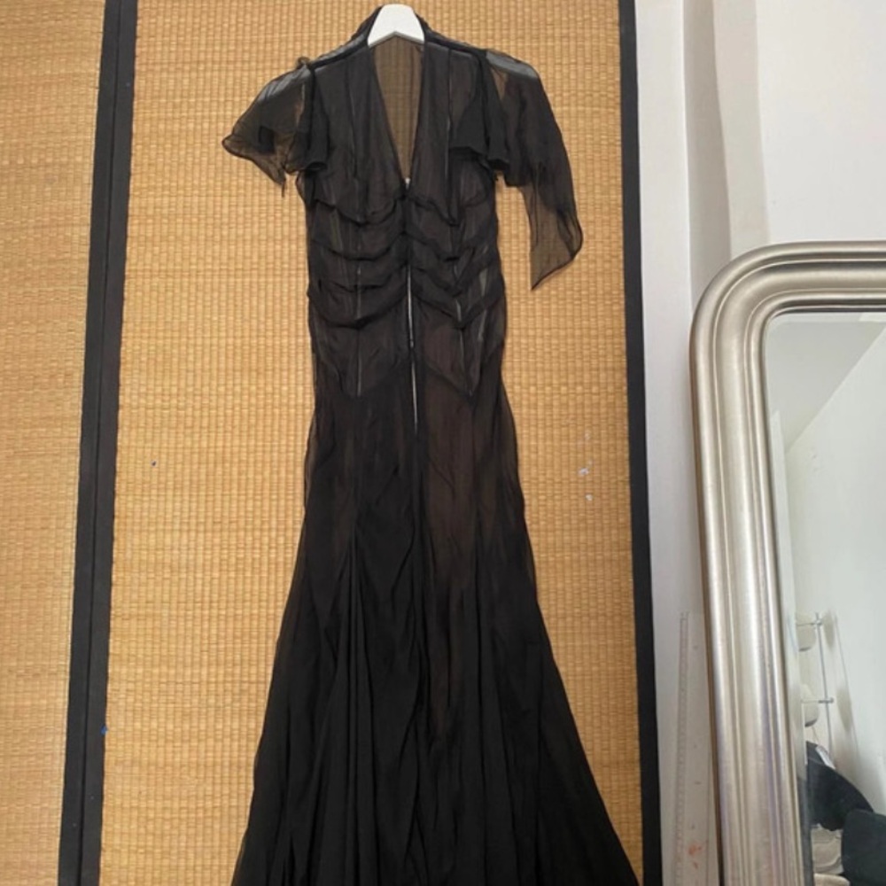 Prada Sheer Black Long Sleeve Dress
